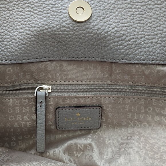 Kate Spade New York Leila Pebble Leather Drawstring Flap Backpack Beige Black . main image 9